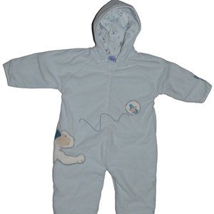 ANGELINI BABY 12 MONTH LIGHT BLUE FLEECE HOODED WARM JUMPSUIT